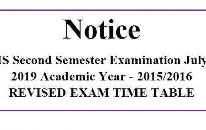 Revised Academic Table – Academic Year – 2016/2017