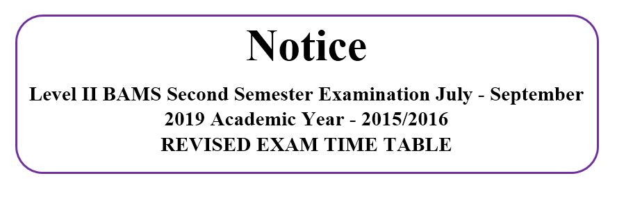 Revised Academic Table – Academic Year – 2016/2017