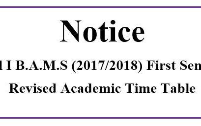 Revised Academic Time Table Level I B.A.M.S(2017/2018) Semester I