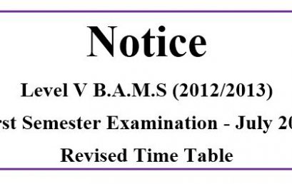 Revised Time Table Level V B.A.M.S(2012/2013) First Semester Examination – July 2019