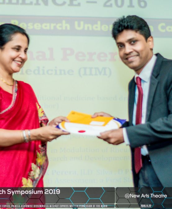 Dr. Pathirage Kamal Perera achieved Senate award for Research Excellence