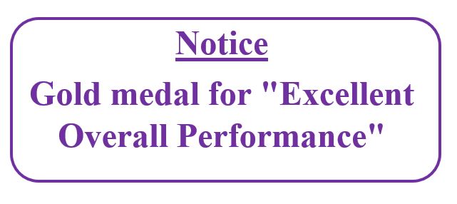 Gold medal for “Excellent Overall Performance”