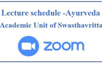 Zoom schedule for Study Unit of Swasthavritta