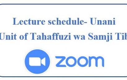 Zoom Timetable Unit of Tahaffuzi wa Samji Tib -Unani