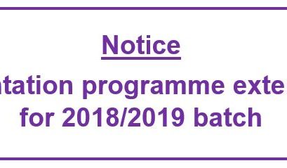 Notice :Orientation programme extended for 2018/2019 batch