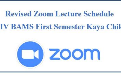 Revised Zoom Lecture Schedule Level IV BAMS First Semester Kaya Chikithsa