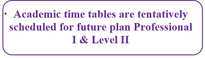 Academic time tables are tentatively scheduled for future plan Professional I & Level II