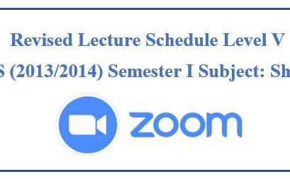 Revised Lecture Schedule Level V  BAMS (2013/2014) Semester I Subject: Shalakya