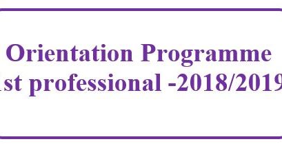 Orientation Programme 1st professional -2018/2019