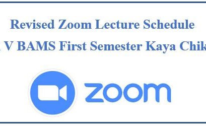 Revised Zoom Lecture Schedule Level V BAMS First Semester Kaya Chikithsa