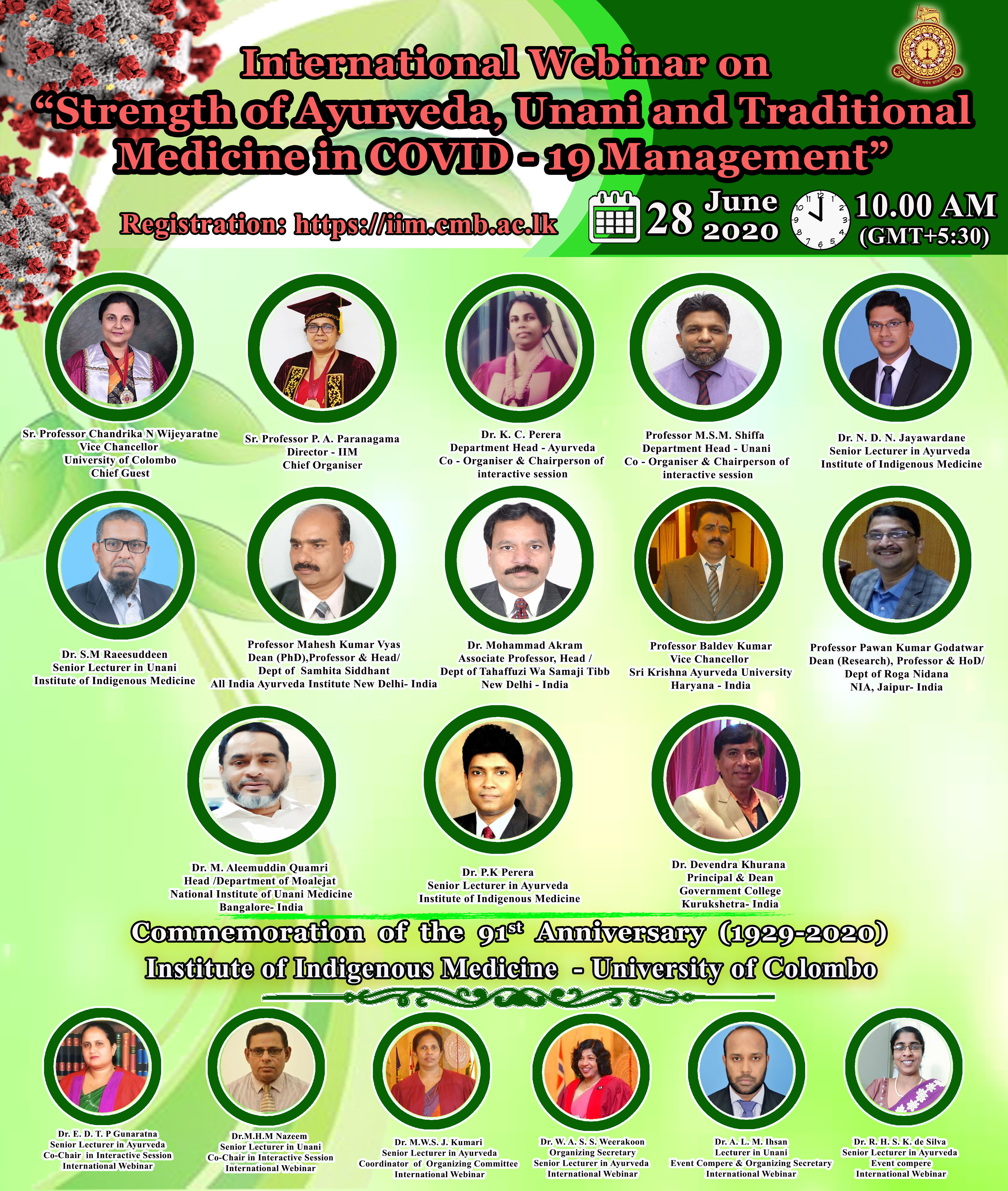 International Webinar on “Strength of Ayurveda, Unani and Traditional Medicine in COVID -19 Management”