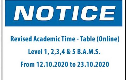 Revised Academic Time – Table (Online) Level 1, 2,3,4 & 5 B.A.M.S.