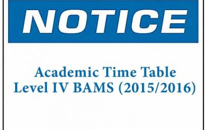 Academic Time Table: Level IV BAMS (2015/2016)