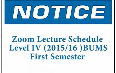 Zoom Lecture Schedule : Level IV (2015/16 )BUMS First Semester