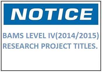 BAMS LEVEL IV (2014/2015) RESEARCH PROJECT TITLES.