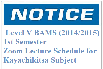 Level V BAMS (2014/2015) First Semester – Zoom Lecture Schedule