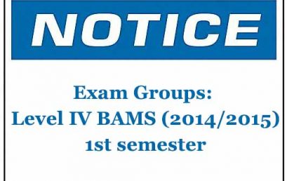 Exam Groups: Level IV BAMS (2014/2015) 1st semester