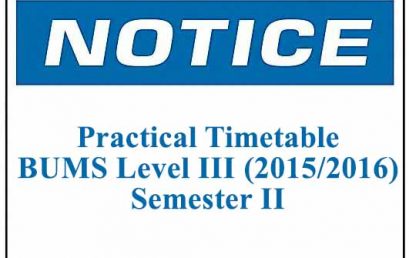 Practical Timetable- BUMS Level III (2015/2016) Semester II