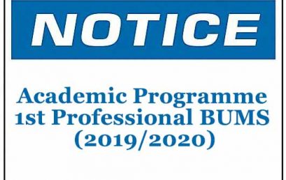Academic Programme 1st Professional BUMS (2019/2020)