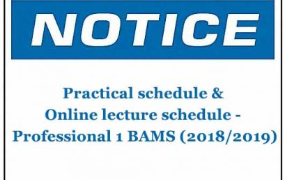 Practical schedule & Online lecture schedule – Professional 1 BAMS (2018/2019)