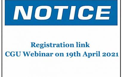 Registration link – CGU Webinar on 19th April 2021