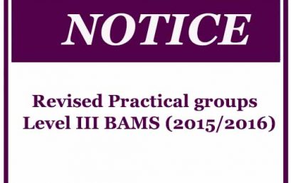 Revised Practical groups : Level III BAMS (2015/2016)