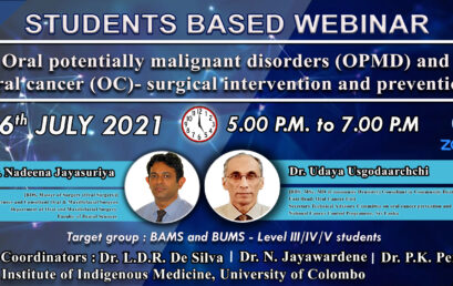 Students Based Webinar: Oral potentially malignant disorders (OPMD) and oral cancer (OC)- surgical intervention and prevention