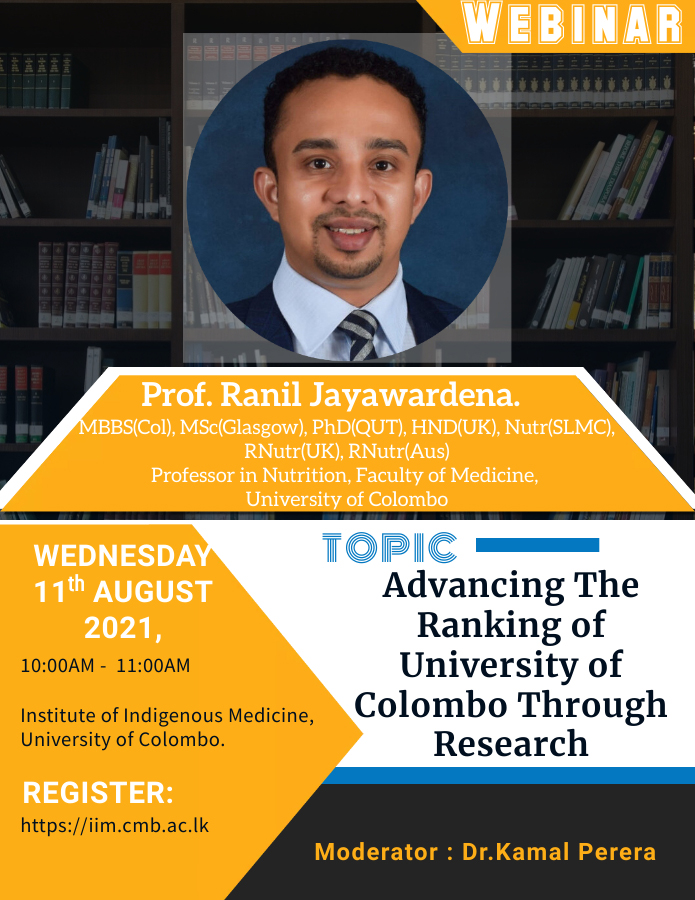 Webinar : ” Advancing the Ranking of University of Colombo through Research”