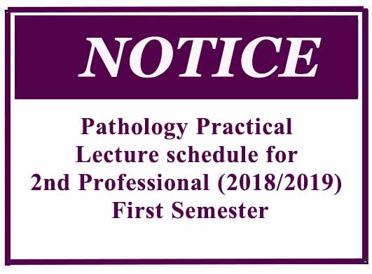 Pathology Practical Lecture schedule for 2nd Professional (2018/2019) First Semester