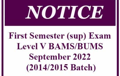 First Semester (sup) Exam Level V BAMS/BUMS September 2022 (2014/2015 Batch)
