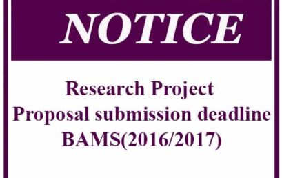 Research Project proposal submission deadline BAMS(2016/2017)