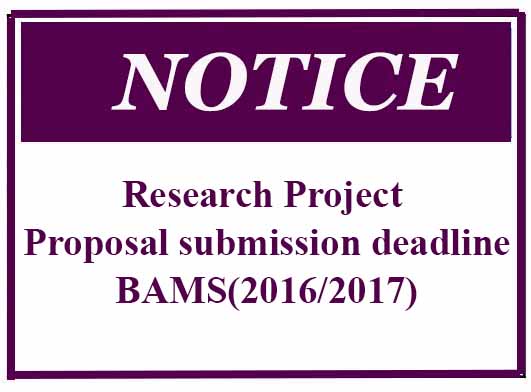 Research Project proposal submission deadline BAMS(2016/2017)