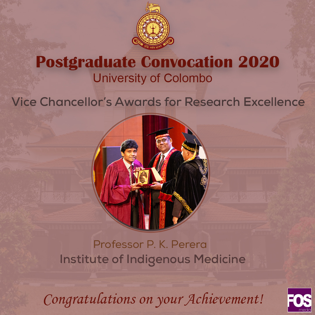Vice Chancellor’s award for research excellence 2020 – Prof. Pathirage Kamal Perera