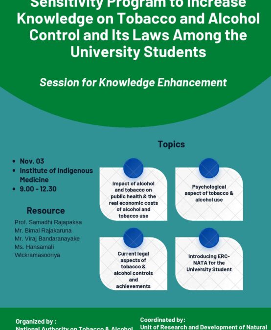Sensitivity Program to Increase Knowledge on Tobacco and Alcohol Control and Its Laws Among the  University Students