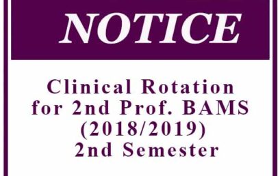 Clinical Rotation for 2nd Prof. BAMS (2018/2019) – 2nd Semester