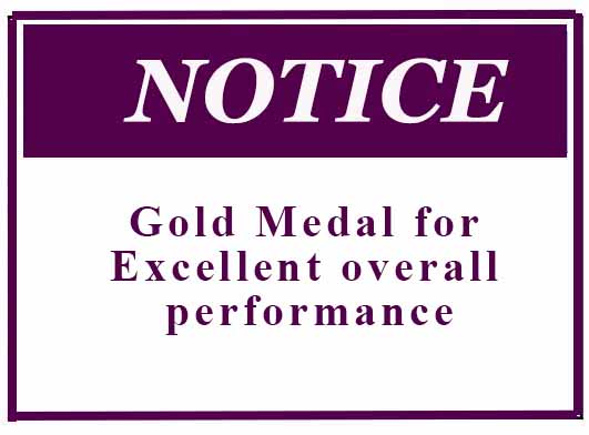 Notice – Gold Medal for Excellent overall performance
