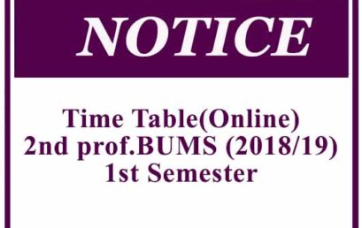 Time Table(Onsite) 2nd Prof.BUMS(2018/19) 2nd Semester