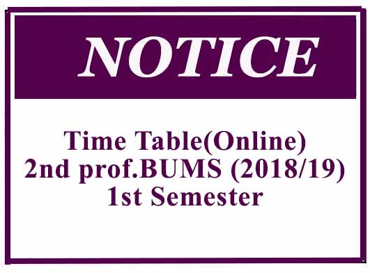 Time Table(Onsite) 2nd Prof.BUMS(2018/19) 2nd Semester