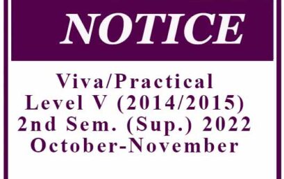Viva/Practical Level V (2014/2015) 2nd Sem. (Sup.) 2022 October-November
