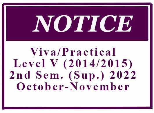 Viva/Practical Level V (2014/2015) 2nd Sem. (Sup.) 2022 October-November