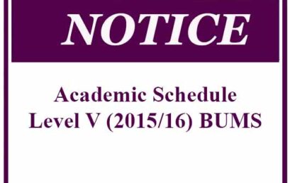 Academic Schedule: Level V (2015/16) BUMS