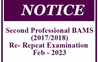 Second Professional BAMS (2017/2018) Re- Repeat Examination Feb – 2023