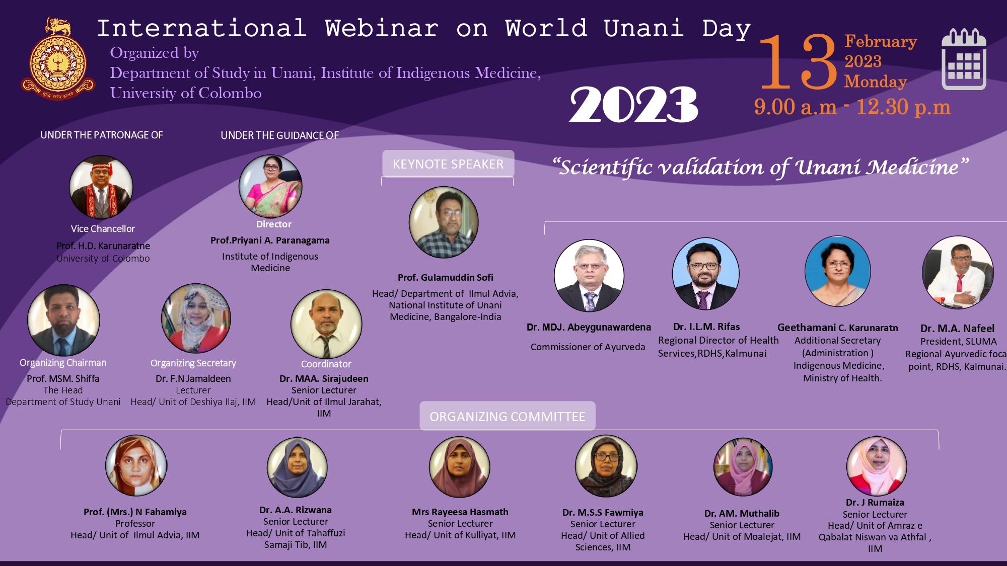 International Webinar on World Unani Day 2023 – Institute of Indigenous Medicine, University of Colombo