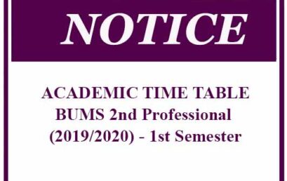 ACADEMIC TIME TABLE: BUMS 2nd Professional (2019/2020) – 1st Semester