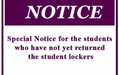 Special Notice for the students who have not yet returned the student lockers