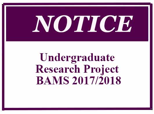 Undergraduate Research Project – BAMS 2017/2018