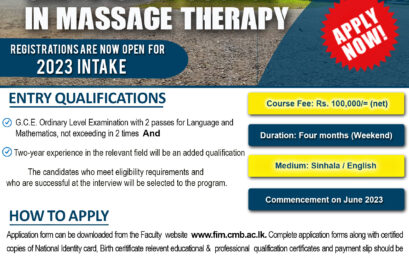 Certificate Course in Massage Therapy – 2023
