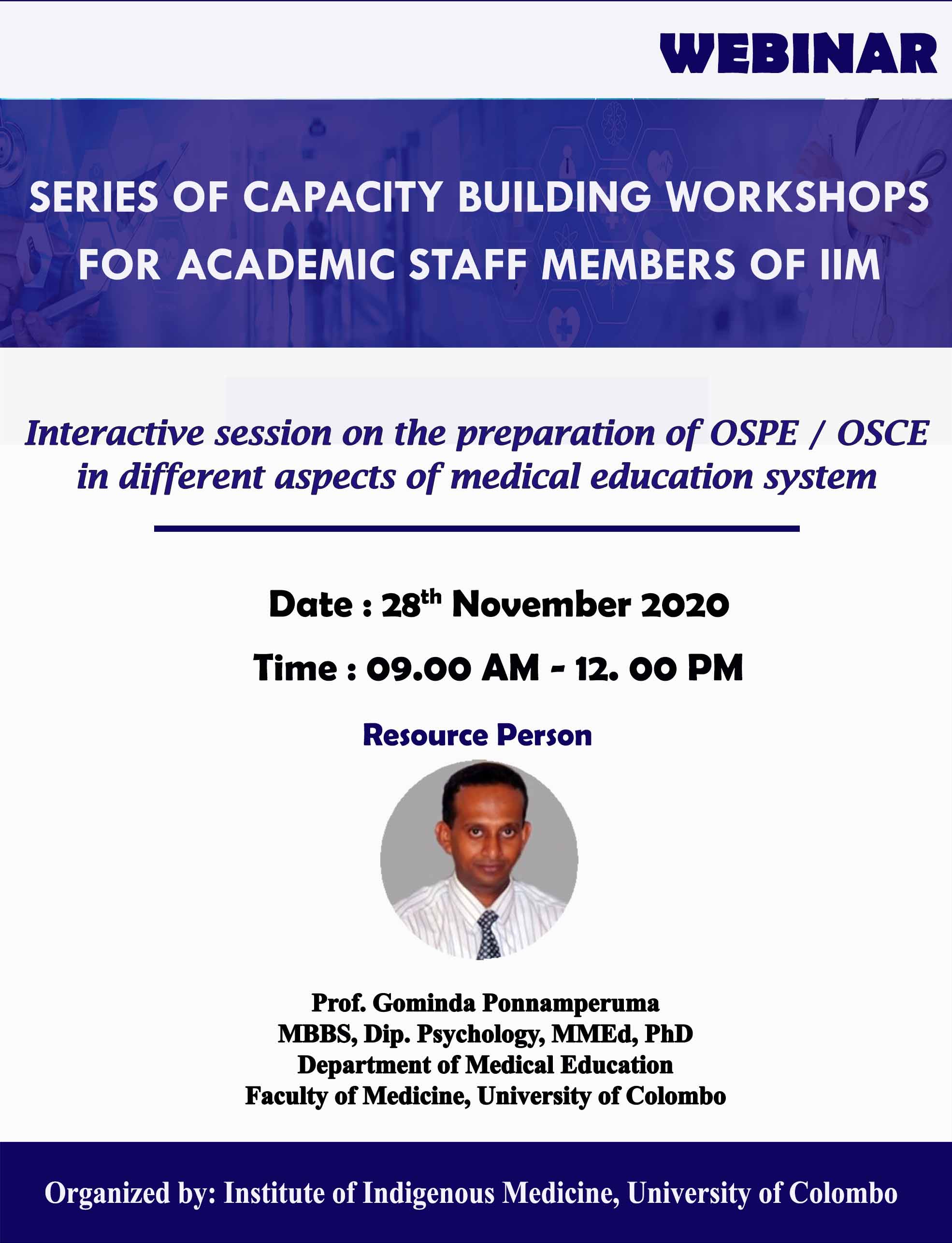 Interactive session on the preparation of OSPE/OSCE in different aspects of medical education system