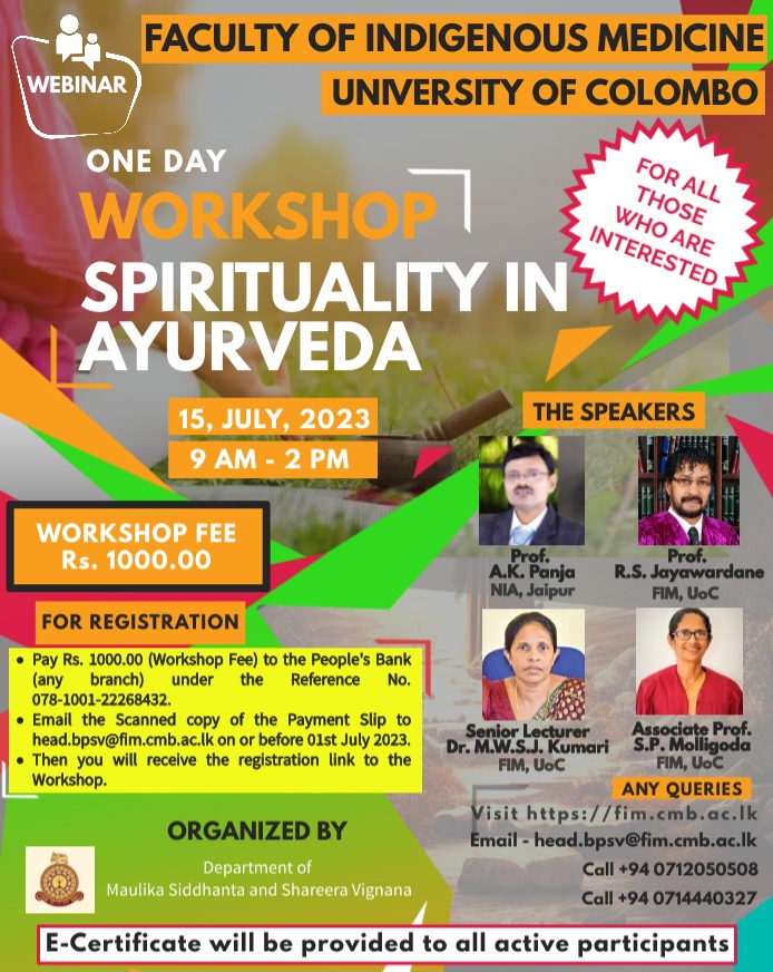 One day workshop – Spirituality in Ayurveda