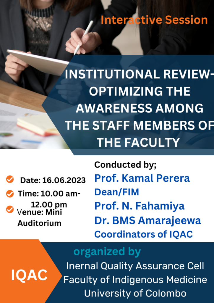 Workshop on Institutional Review | Faculty of Indigenous Medicine